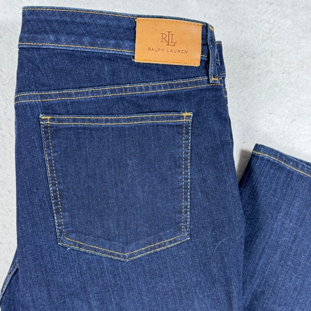 Lauren Ralph Lauren Womens Indigo Blue Straight Leg Jeans Size 16 Dark Wash